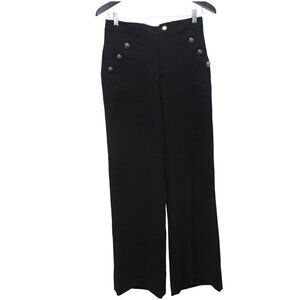 Zara Silver Button Black Straight Leg Career Dress Pants Size Small